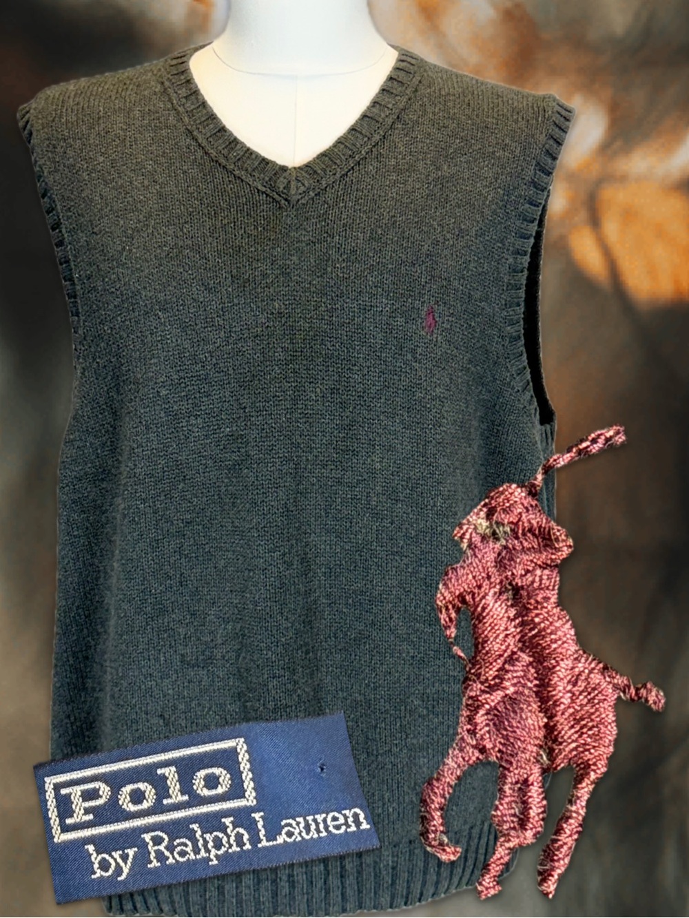 VINTAGE 90s Polo Ralph Lauren knit sweater vest sleeveless v neck 100% cotton